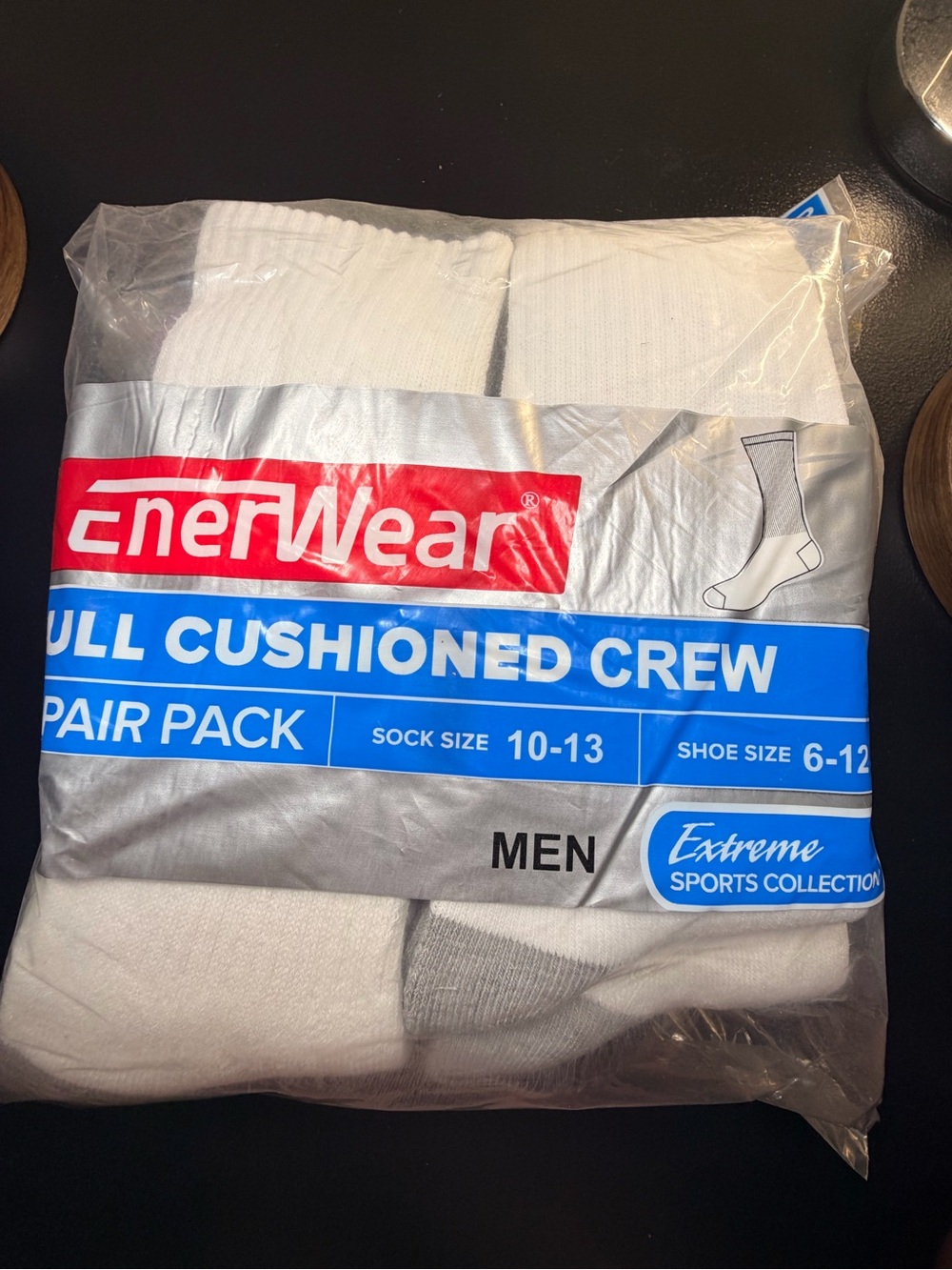 Men’s Full Cushioned Crew Socks - White (10 pair) Size 10-13
